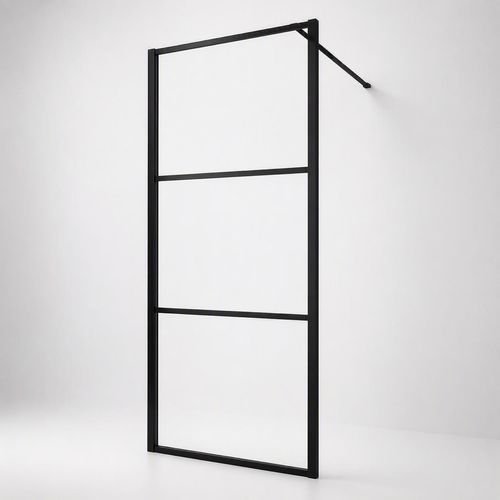 Walk-in-Dusche WELLTIME "Walk In Black Blocks Clear", schwarz, B:80cm H:190cm, Duschwände, Walk-in-Dusche