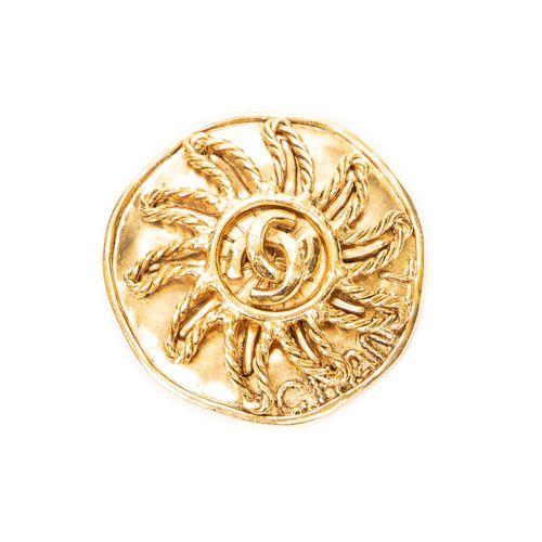 CC Round Sun Brooch Pin Broche