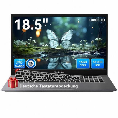 Blackview Acebook 10, 18.5" Display, FHD IPS Acebook10 Intel 16GB+512GB Windows 11 Pro Notebook, Windows 11 Pro, FHD+ IPS, Silikon-Tastaturschutz DE