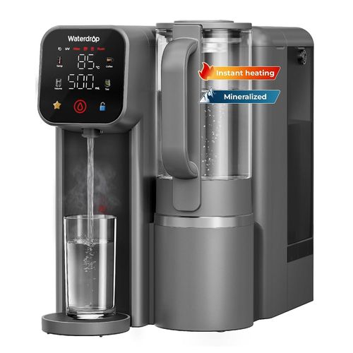 Waterdrop M6HG Sofort-Heißwasser Umkehrosmose System, 8-Stufiger, 3:1 Reinwasser-/Abwasserverhältnis, 5 Temperaturstufen, mit Glaskanne
