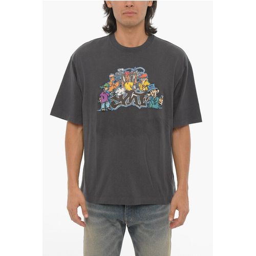 SEIZOENSGEBONDEN T-shirt met ronde hals en graffitiprint in grijs