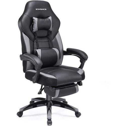 Famanu Gaming Stuhl mit Fußstütze - Schwarz-Grau