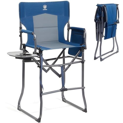PolkaHome® Tragbarer 78 cm hoher Klappstuhl mit Beistelltisch für Make-up-Künstler, Camping, Sportveranstaltungen, Kunsthandwerksmessen