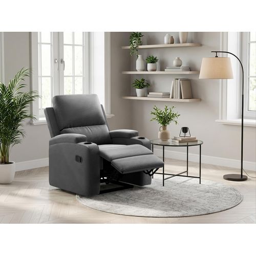 Relaxsessel OTTO HOME "NAPORI Lederoptik, Kinosessel, Multimedia-Sessel", schwarz, B:87cm H:105cm T:94cm, Polyester 40% / Polyurethane 60%, Sessel, Relaxsessel, TV-Sessel, Kinosessel mit Relaxfunktion und Getränkehalter