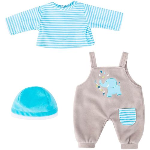 Puppenkleidung BAYER "Latzhose Elefant 46", blau (blau, grau), Puppenkleidung, Kinder