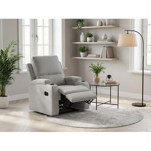 Relaxsessel OTTO HOME "NAPORI Struktur, Kinosessel, Multimedia-Sessel", grau (hellgrau), B:87cm H:105cm T:94cm, 100% Polyester, Sessel, Relaxsessel, TV-Sessel, Kinosessel mit Relaxfunktion und Getränkehalter