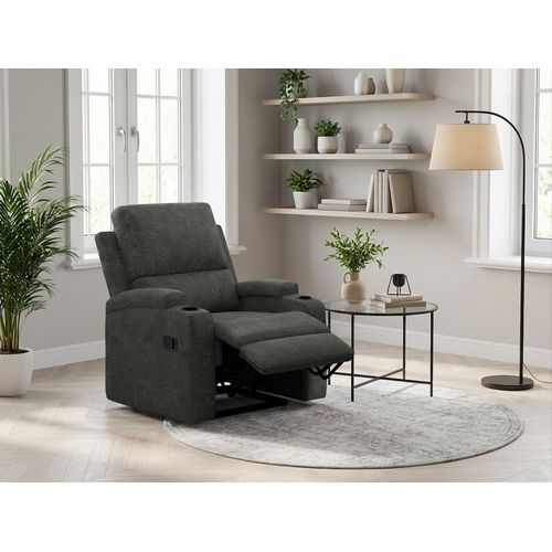 Relaxsessel OTTO HOME "NAPORI Struktur, Kinosessel, Multimedia-Sessel", grau (anthrazit), B:87cm H:105cm T:94cm, 100% Polyester, Sessel, Relaxsessel, TV-Sessel, Kinosessel mit Relaxfunktion und Getränkehalter