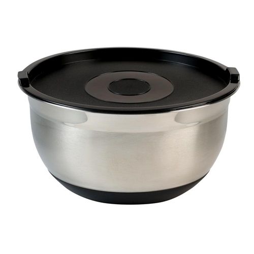 Rührschüssel KESPER "Schüssel mit Deckel, Edelstahl", silber, B:26cm H:13,5cm T:26cm Ø:26cm, Edelstahl, Schüsseln, Rührschüssel, mit Skala