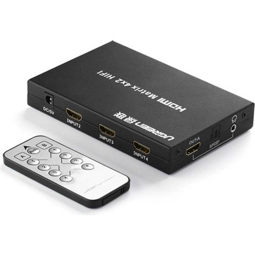 Ugreen Signalsplitter 4x HDMI (Eingang) auf 2x HDMI (Ausgang) Switch Splitter Switch 4K / FullHD schwarz (40216)