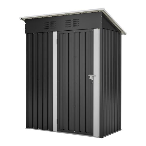 Metall Geräteschuppen Gerätehaus XL mit Pultdach Schuppen 1m² Anthrazit Metall-Geräteschuppen Lagerschuppen im Freien mit Handschuhe