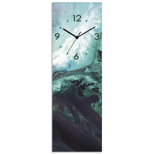 Wanduhr OTTO HOME "Meer von oben", grün (blau), B:20cm H:60cm T:2cm, Wanduhren, Wanduhr, wahlweise mit Quarz- oder Funkuhrwerk, lautlos ohne Tickgeräusche