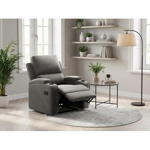 Relaxsessel OTTO HOME "NAPORI Lederoptik, Kinosessel, Multimedia-Sessel", grau, B:87cm H:105cm T:94cm, Polyester 40% / Polyurethane 60%, Sessel, Relaxsessel, TV-Sessel, Kinosessel mit Relaxfunktion und Getränkehalter
