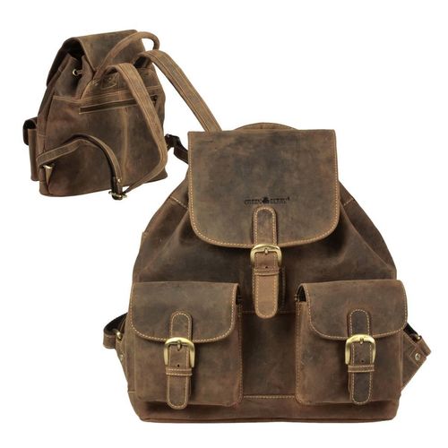 Greenburry Lederrucksack Wanderrucksack M Leder braun Rucksack Vintage used Look 1711M-25