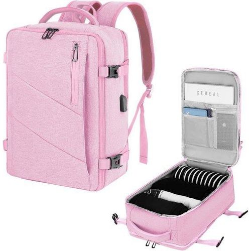 Famanu Handgepäck Rucksack mit USB-Port - Rosa, 32L