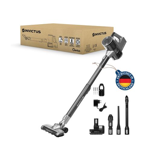Genius Invictus X6 Ultra Akku Handstaubsauger 16 tlg, Smart Staubsauger mit Staubsensor, 450 Watt, 4 Fach HEPA Filtersystem