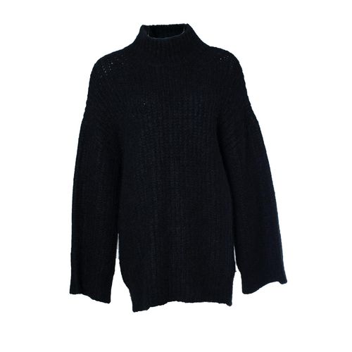 A.P.C., zwarte ribbel trui met opstaande kraag