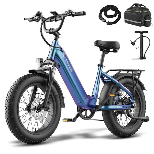 E-Bike 20×4,0 Fat-Reifen, 48 V 20 Ah 100 km Reichweite, 40 mm Federung, schillerndes Blau-Lila