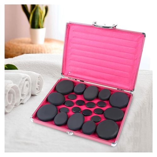 Hot Stone Massage Set mit 20 Basaltsteinen und Wärmegerät