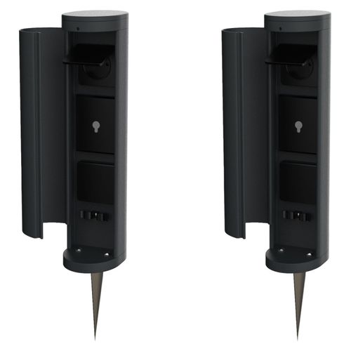 Novatool 2x Gartensteckdose Funk 2-fach Anthrazit SMART WIFI APP IP44 mit Erdspieß Steckdose rund Aussen Gartensteckdose Outdoor Steckdosesäule Garten Steckdosenturm (Elektro)