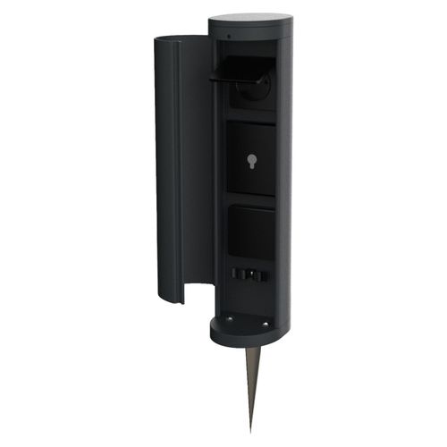 Novatool 1x Gartensteckdose Funk 2-fach Anthrazit SMART WIFI APP IP44 mit Erdspieß Steckdose rund Aussen Gartensteckdose Outdoor Steckdosesäule Garten Steckdosenturm (Elektro)