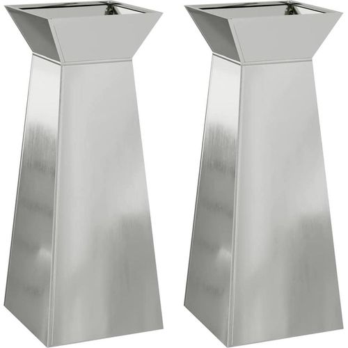 Säulen Pflanzer 2 pcs Silber 40 x 40 x 100 cm