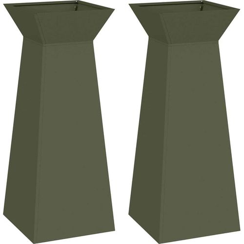 Säulen Pflanzer 2 pcs Oliv 40 x 40 x 100 cm