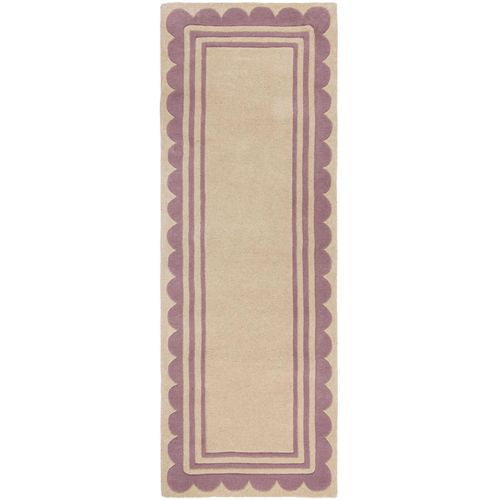 Teppich FLAIR RUGS "Lois mit Jakobsmuschelbordüre", lila, B:80cm H:10mm L:230cm, Kunstfaser, Wolle, Teppiche, Teppich, mit Jakobsmuschelbordüre