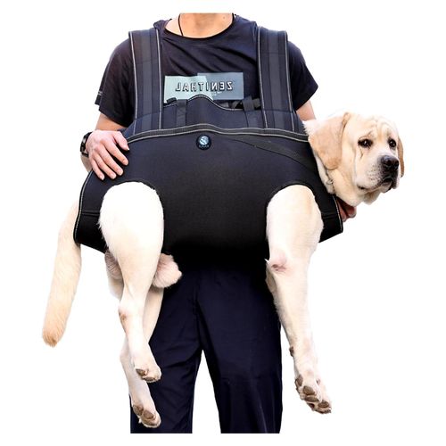 Hunde-Rucksack für große Hunde, Ganzkörper-Hebegurt mit Griff, Reflektierendes Brustgeschirr, Gepolstertes Hundegeschirr, Unterstützung bei Gelenkverletzungen und Arthritis, Schwarz, 3XL