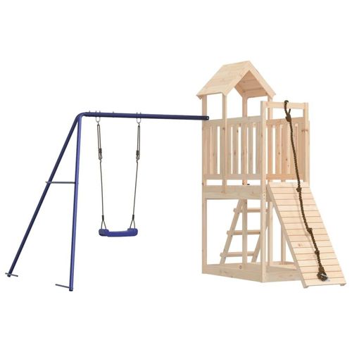 Spielturm aus Massivholz Kiefer mit Kletterwand, Schaukel, Sandkästen, Holzdach, 90 cm Plattform, 286x248x214 cm, Alter 3-8 Jahre