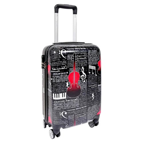 Hartschalengepäck mit 4 Rollen und klassischem Musikdesign