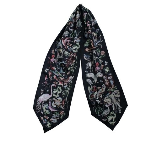 Zwarte zijden sjaal met safariprint van Valentino