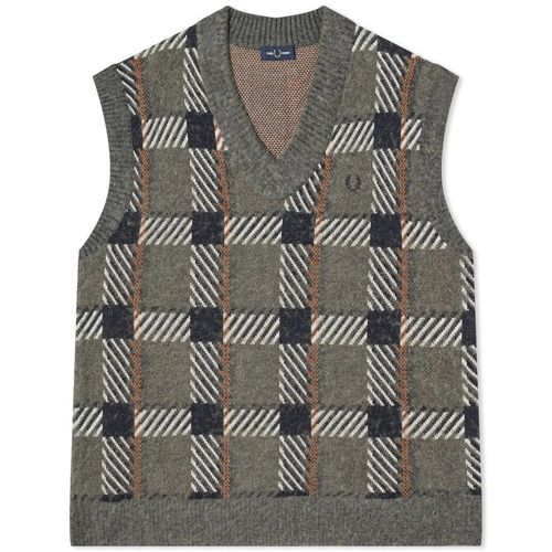 Fred Perry Heren Tartan Sweater Vest (Veld Groen)