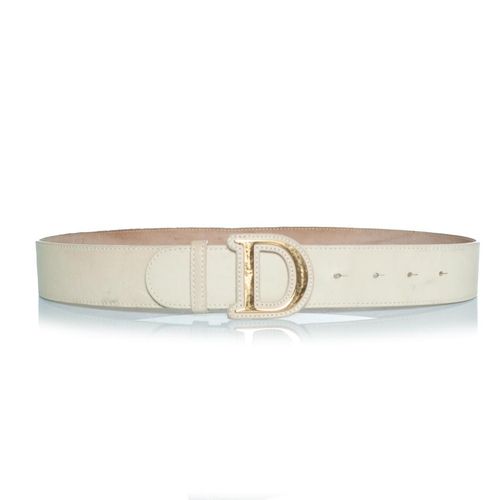 Dior, gouden gesp D-riem met beige leer