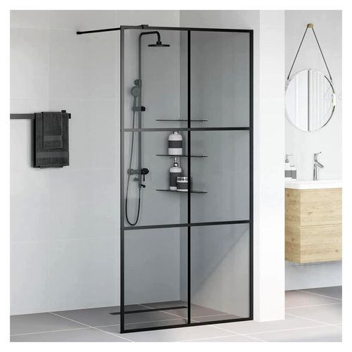 Walk-in Duschwand Schwarz 100 x 195 cm aus gehärtetem Glas