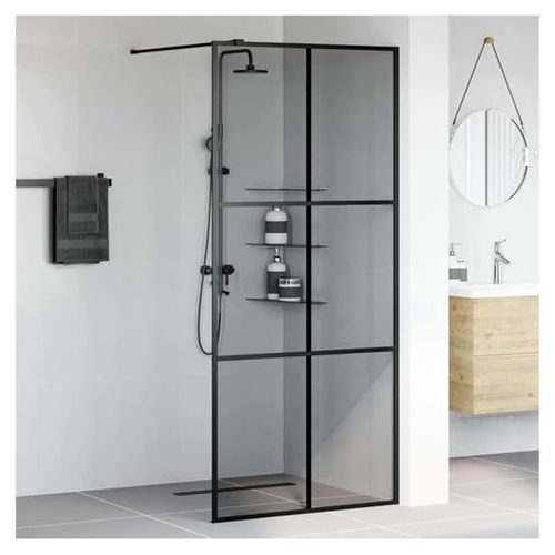 Walk-in Duschwand Schwarz 90 x 195 cm aus gehärtetem Glas