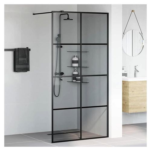 Walk-in Duschwand Schwarz 100 x 195 cm aus gehärtetem Glas