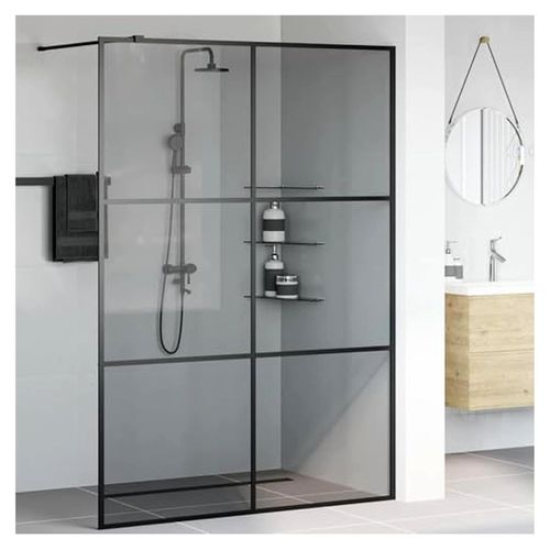 Walk-in Duschwand Schwarz 140 x 195 cm aus gehärtetem Glas
