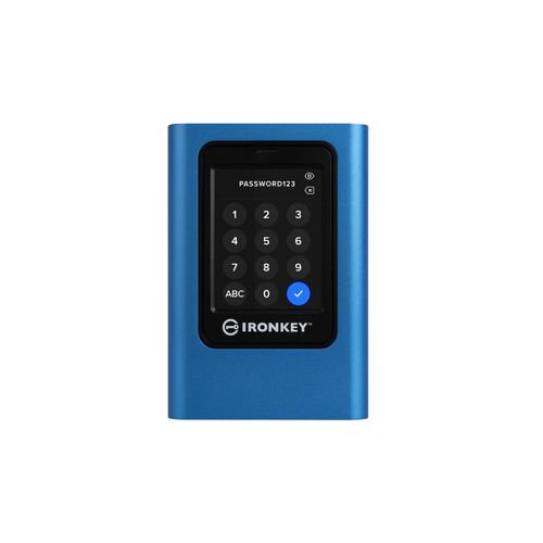 Kingston Technology IronKey 960GB Vault Privacy 80 XTS-AES 256-bit Verschlüsselte externe SSD, 960 GB, USB Typ-C, 3.2 Gen 1 (3.1 Gen 1), 250 MB/s, Passwortschutz, Blau