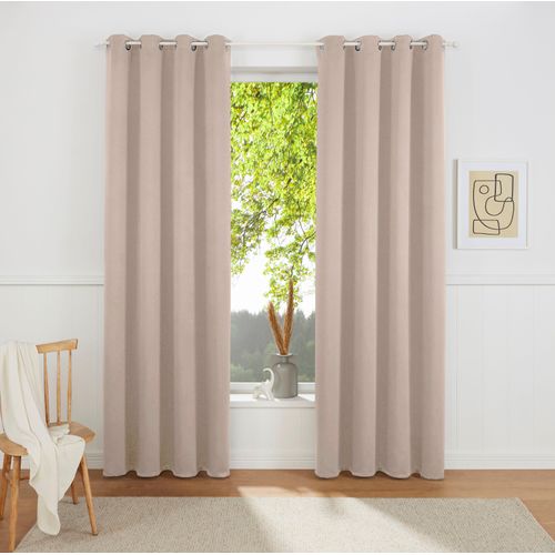 Vorhang OTTO HOME "SOLA" Gr. 4, beige (taupe), B:130cm H:245cm, Polyester, Polyester, Gardinen, blickdicht, Ösen-Aufhängung, wärmeabweisend,, 1er oder 2er Set