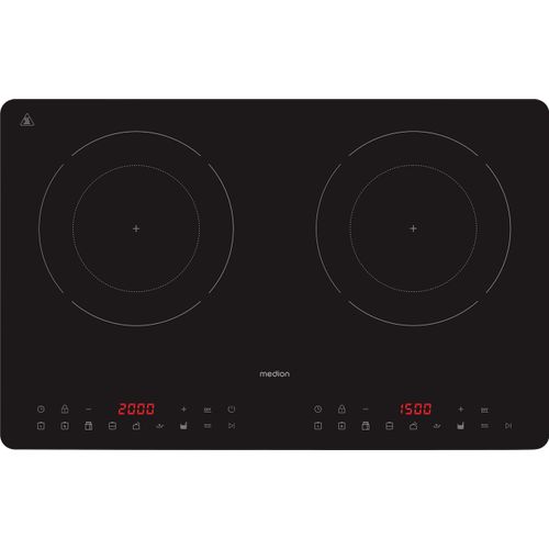 MEDION Doppel-Induktionskochplatte "MD 100091", schwarz, B:56,6cm H:4,7cm T:36cm, Kochplatten, flacher als herkömmliche Geräte