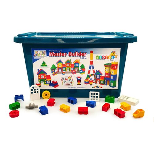 Little Architect Master Builder Konstruktionsbausteine – 950 Teile (ab 4 Jahren, 26 Bauanleitungen, 3 Schwierigkeitsstufen, ABS-Kunststoff, inkl. Fenster/Türen/Räder) – CE & EN-71