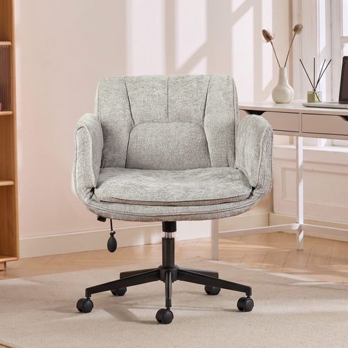 Bürostuhl Bürostuhl ergonomisch mit Armlehnen, breitem Sitz & Lordosenstütze