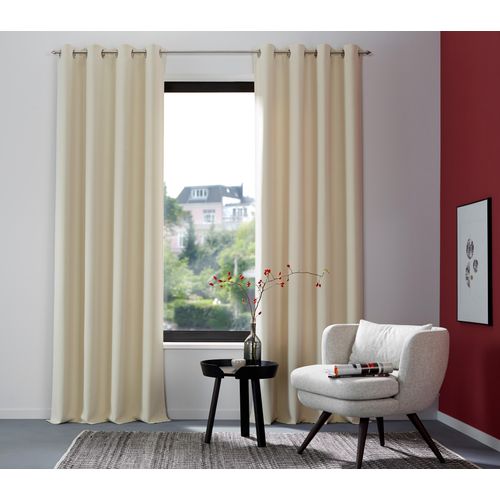 Vorhang OTTO HOME "SOLA" Gr. 3, beige (cream), B:130cm H:225cm, Polyester, Polyester, Gardinen, blickdicht, Ösen-Aufhängung, wärmeabweisend,, 1er oder 2er Set