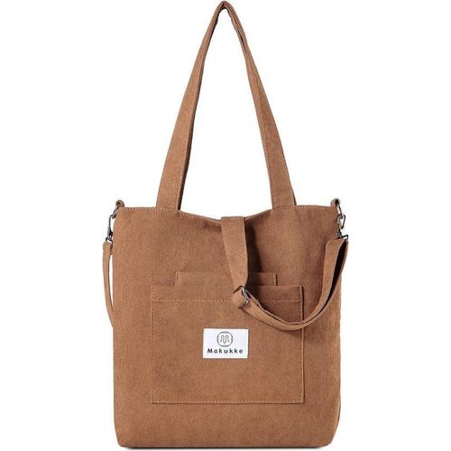 Famanu Schultertasche Damen - Corduroy Handtasche für Büro, Schule, Einkaufen, Reisen, Modisch