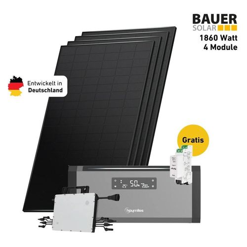 1800 Watt, Bifazial Komplettset mit Hoymiles HiBattery 1920 AC, Halterung Fassade 90 Grad und 1 x Zusatzabtterie