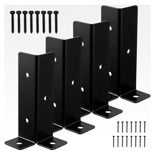 4 Stück Verstellbare Pfostenträger aus Robustem Eisen für Zaunpfosten, Pergola und Terrassengeländer
