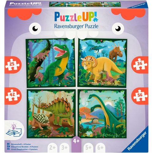 Puzzle RAVENSBURGER "PuzzleUP, Dinosaurier", bunt, Puzzles, KinderB:22,2cm H:22,2cm, Pappe, Made in Europe, B:22,2cm H:22,2cm