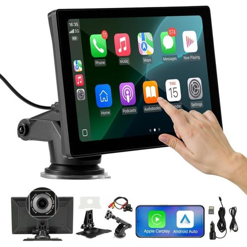 CarPlay Touchscreen Autoradio 228,6mm - Apple Android - Front-/Rückkamera - kompatibel mit iPhone und Android Smartphones