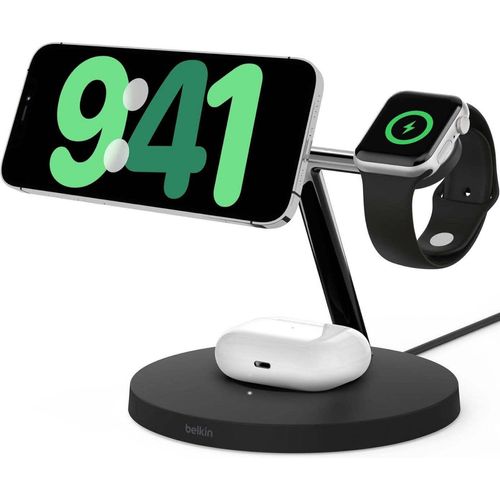 Belkin BOOST CHARGE PRO 3-in-1 Wireless Charger Qi2 15W, black.