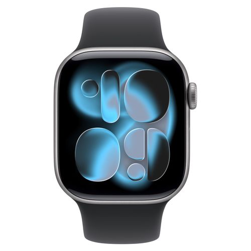 Apple Watch Series 11 GPS + Cellular 42mm Space Grey Aluminium Case mit Schwarzem Sportarmband - S/M